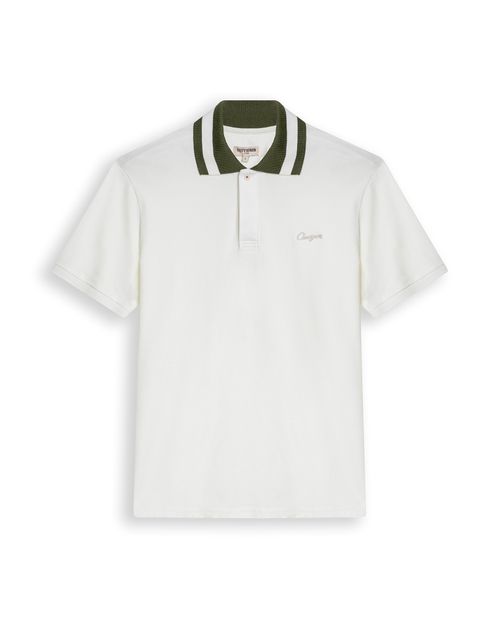 Camisa Polo de Hombre Slim Fit Manga Corta Cuello en Bloques Tela Piqué en Mezcla de Algodón