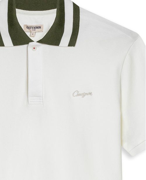 Camisa Polo de Hombre Slim Fit Manga Corta Cuello en Bloques Tela Piqué en Mezcla de Algodón