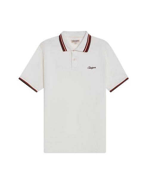 Camisa Polo de Hombre Classic Fit Manga Corta Mil Rayitas Tela Piqué en Mezcla de Algodón