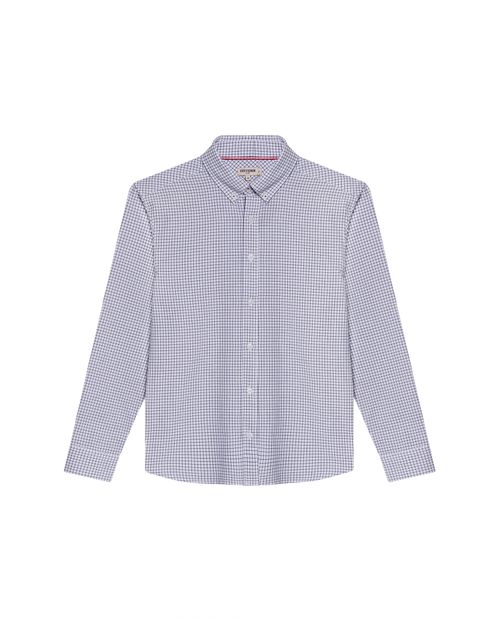 Camisa de Hombre Manga Larga Slim Fit de Cuadros Cuello Button Down Varsity Smart en Algodón