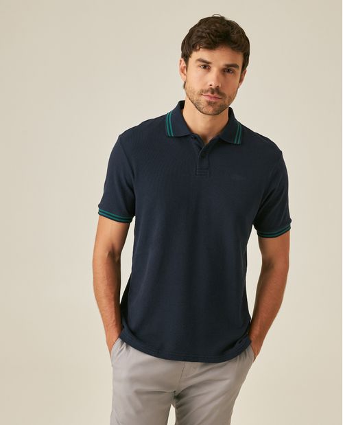 Camisa Polo de Hombre Slim Fit Manga Corta con Textura Bordado de Pato en Algodón