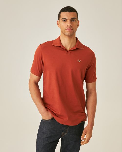 Camisa Polo de Hombre Slim Fit Manga Corta con Perilla en V Pato de Colores Bordado Tela Piqué en Mezcla de Algodón