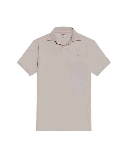 Camisa Polo de Hombre Slim Fit Manga Corta con Perilla en V Pato de Colores Bordado Tela Piqué en Mezcla de Algodón