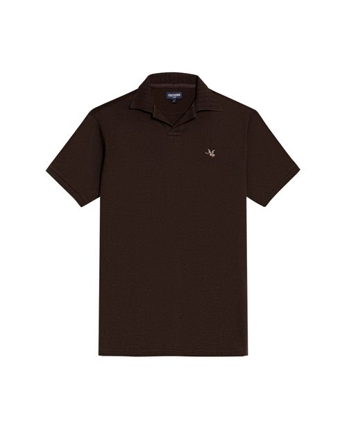 Camisa Polo de Hombre Slim Fit Manga Corta con Perilla en V Pato de Colores Bordado Tela Piqué en Mezcla de Algodón