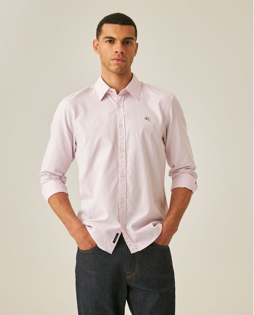 Camisa de Hombre Manga Larga Slim Fit Pato Bordado Tela Oxford en Algodón