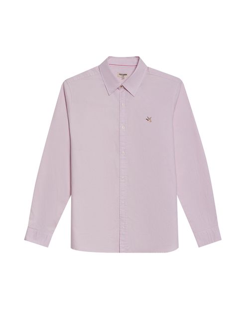 Camisa de Hombre Manga Larga Slim Fit Pato Bordado Tela Oxford en Algodón