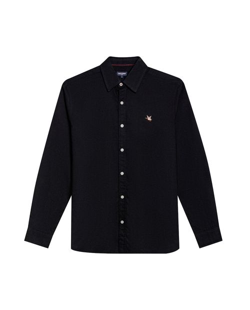 Camisa de Hombre Manga Larga Slim Fit Pato Bordado Tela Oxford en Algodón