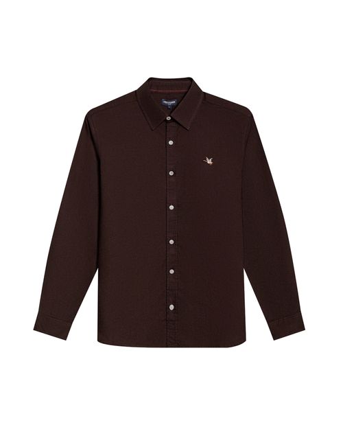 Camisa de Hombre Manga Larga Slim Fit Pato Bordado Tela Oxford en Algodón