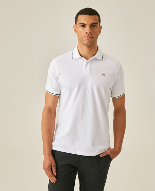 Camisa Polo de Hombre Classic Fit Manga Corta Perilla Interna Tejida en Mezcla de Algodón