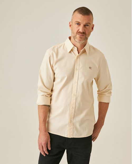 Camisa de Hombre Manga Larga Slim Fit Pato Bordado Tela Oxford en Algodón