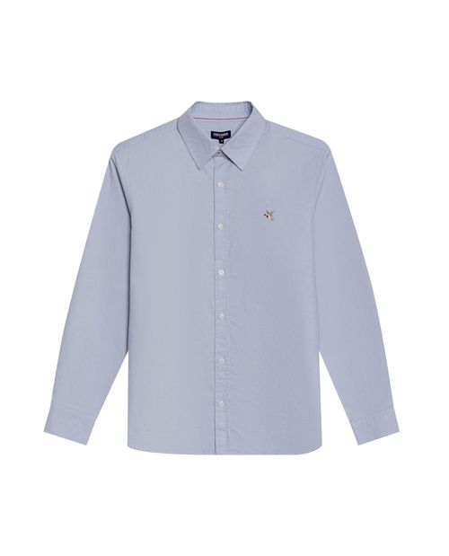 Camisa de Hombre Manga Larga Slim Fit Pato Bordado Tela Oxford en Algodón