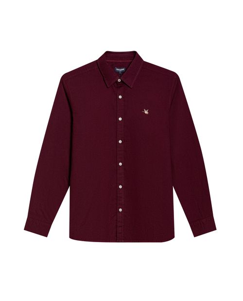 Camisa de Hombre Manga Larga Slim Fit Pato Bordado Tela Oxford en Algodón