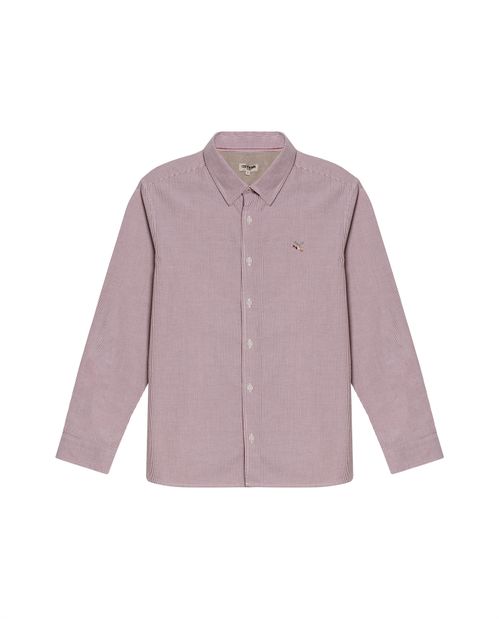 Camisa de Hombre Manga Larga Slim Fit Mil Rayitas Oxford con Piezas en Contraste en Algodón