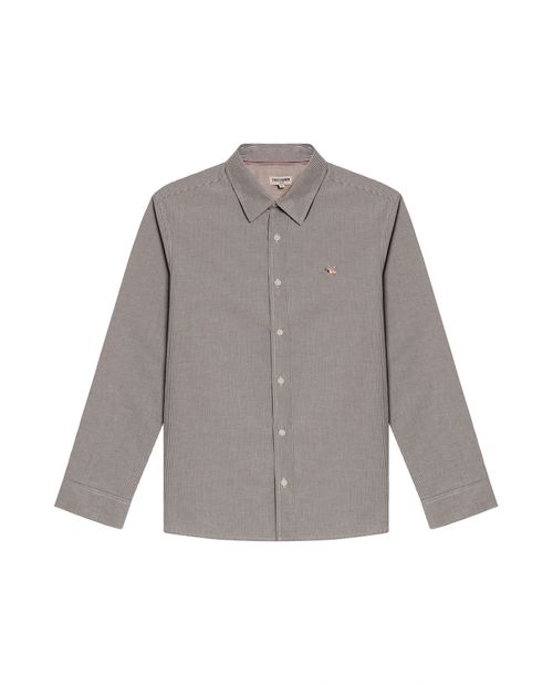 Camisa de Hombre Manga Larga Slim Fit Mil Rayitas Oxford con Piezas en Contraste en Algodón