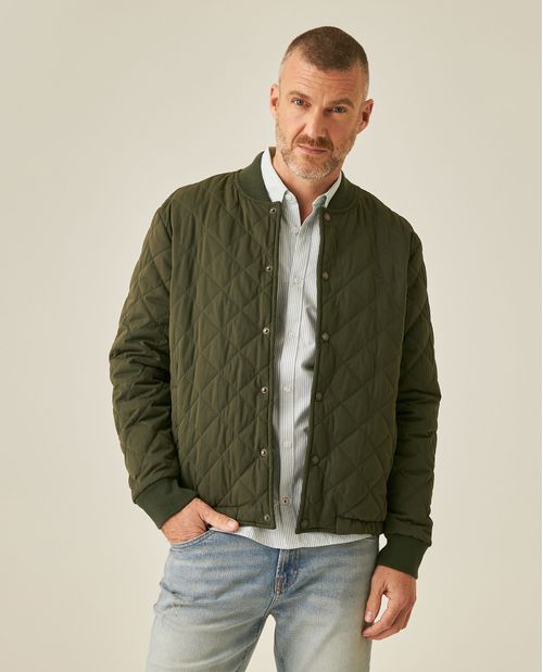 Chaqueta de Hombre Acolchada Rombos Forro Estampado en Mezcla de Poliéster y Algodón