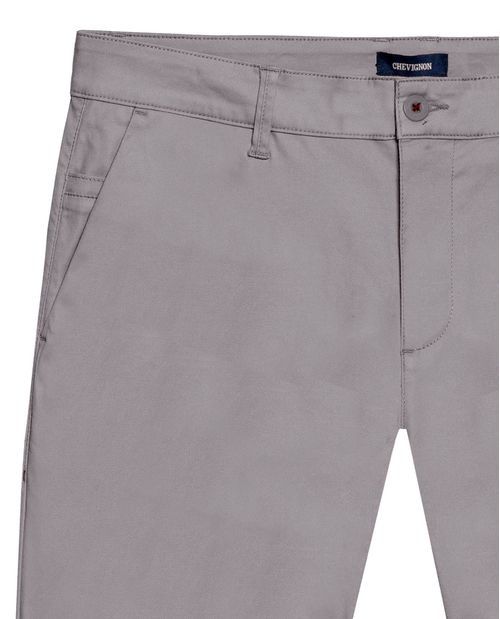 Pantalón de Hombre Chino Tiro Medio con Bolsillos Diagonales en Mezcla de Algodón