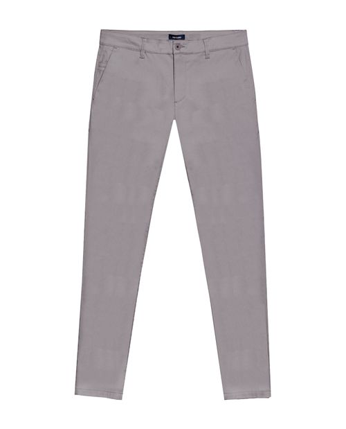 Pantalón de Hombre Chino Tiro Medio con Bolsillos Diagonales en Mezcla de Algodón