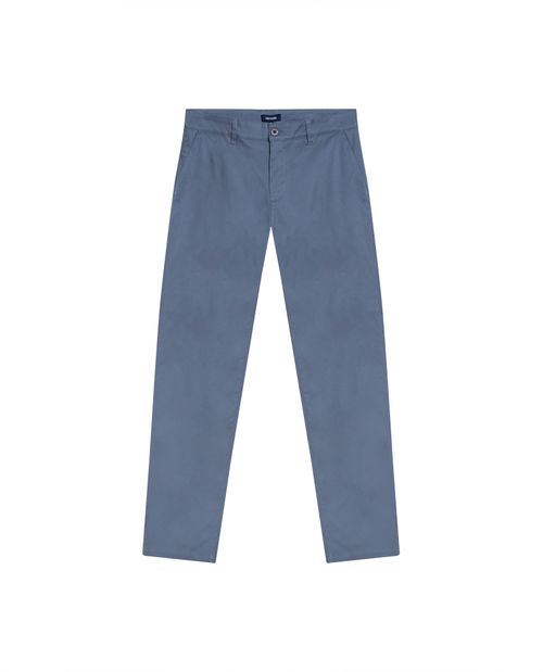 Pantalón de Hombre Chino Tiro Medio con Bolsillos Diagonales en Mezcla de Algodón