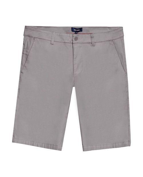 Bermuda de Hombre Tipo Chino con Bolsillos de Ribete en Mezcla de Algodón