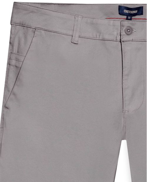 Bermuda de Hombre Tipo Chino con Bolsillos de Ribete en Mezcla de Algodón