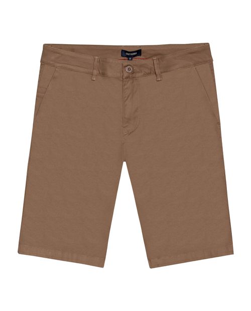 Bermuda de Hombre Tipo Chino con Bolsillos de Ribete en Mezcla de Algodón