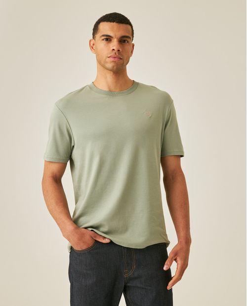 Camiseta de Hombre Slim Fit Manga Corta Pato Bordado Jersey Doble Punto en Algodón