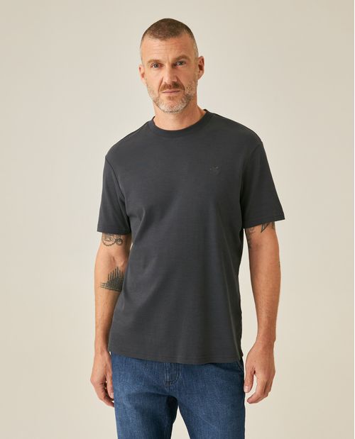 Camiseta de Hombre Slim Fit Manga Corta Pato Bordado Jersey Doble Punto en Algodón