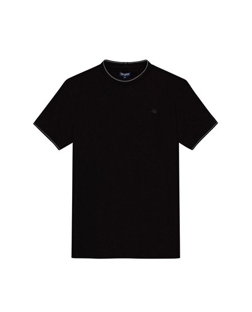 Camiseta de Hombre Slim Fit Manga Corta Cuello y Puños Tejidos Efecto Panal en Algodón