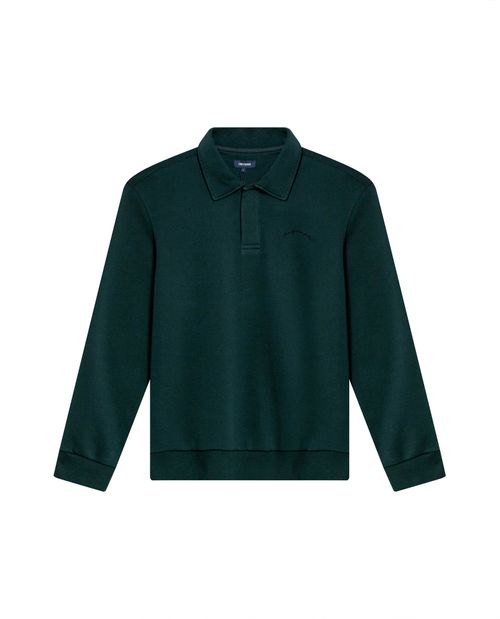 Buzo de Hombre Tipo Polo con Perilla Oculta Logo Bordado Burda sin Perchar en Mezcla de Algodón