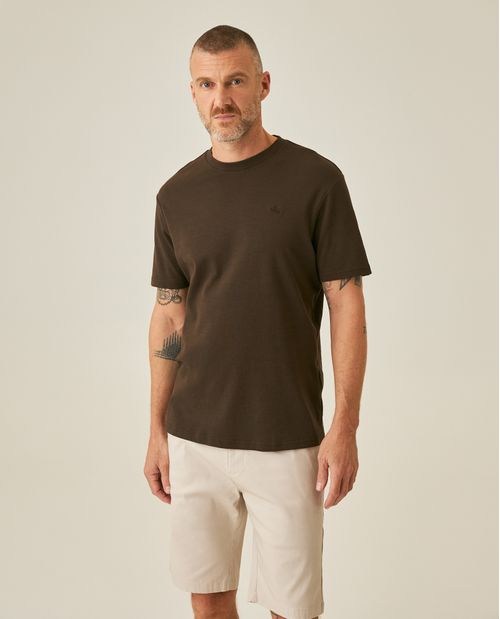 Camiseta de Hombre Slim Fit Manga Corta Pato Bordado Jersey Doble Punto en Algodón