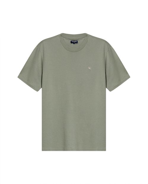 Camiseta de Hombre Slim Fit Manga Corta Pato Bordado Jersey Doble Punto en Algodón