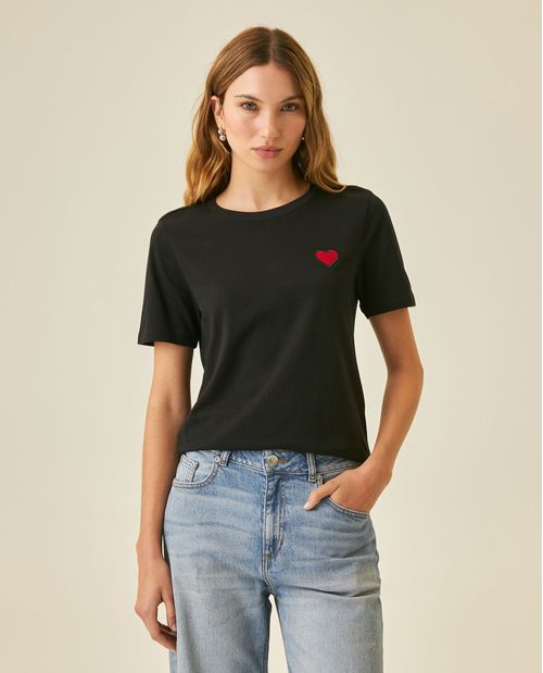 Camiseta de Mujer Gráfica Slim Fit Cuello Redondo Look Preppy con Parches Bordados en  Algodón