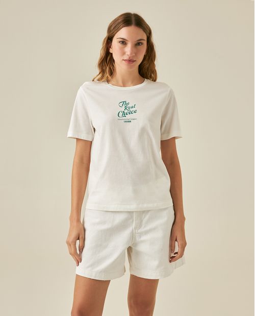 Camiseta de Mujer Gráfica Slim Fit Cuello Redondo con Estampado Textil en  Algodón