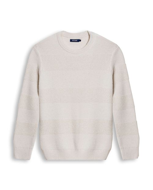 Suéter de Hombre Tejido Cuello Redondo Bloques de Color Contraste en Algodón Reciclado