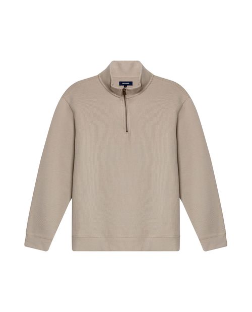 Buzo de Hombre Media Perilla con Cierre Simulación Tejido Knitwear en Mezcla de Algodón y Poliéster