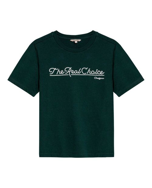 Camiseta de Mujer Gráfica Slim Fit Cuello Redondo con Bordado The Real Choice en Algodón