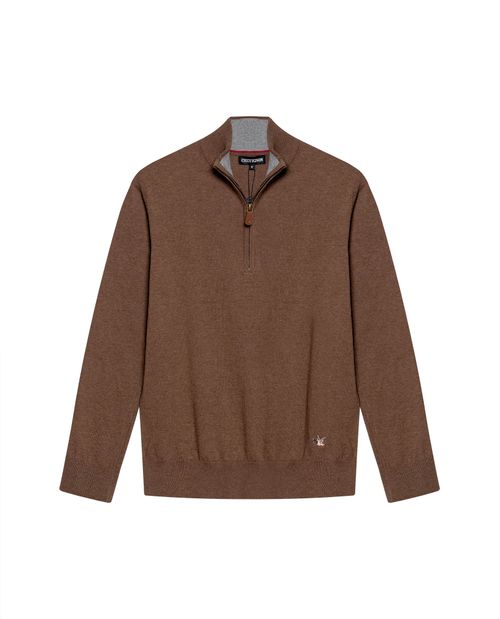 Suéter de Hombre Tejido Cuello Nerú Media Perilla Full Fashion con Contraste Interno en Algodón