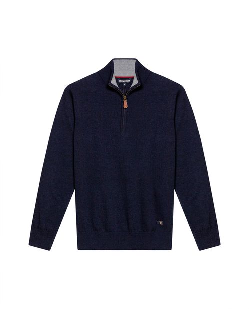 Suéter de Hombre Tejido Cuello Nerú Media Perilla Full Fashion con Contraste Interno en Algodón