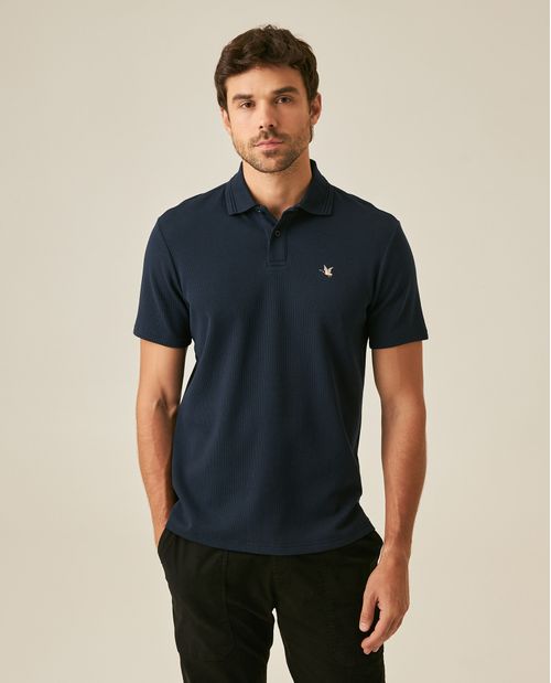 Camisa Polo de Hombre Slim Fit Textura Waffle con Pato Bordado de Colores en Mezcla de Algodón