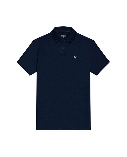 Camisa Polo de Hombre Slim Fit Textura Waffle con Pato Bordado de Colores en Mezcla de Algodón