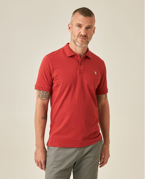 Camisa Polo de Hombre Slim Fit Manga Corta con Pato Bordado de Colores en Mezcla de Algodón