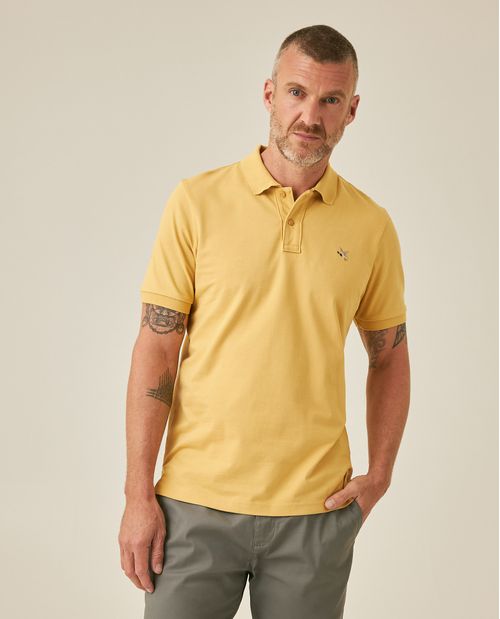 Camisa Polo de Hombre Slim Fit Manga Corta con Pato Bordado de Colores en Mezcla de Algodón