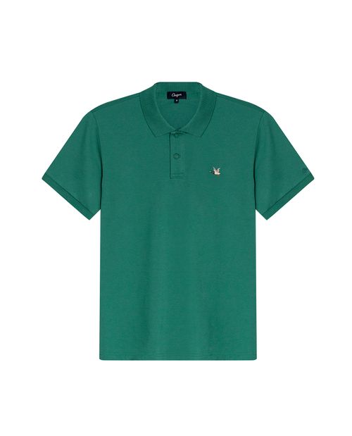 Camisa Polo de Hombre Slim Fit Manga Corta con Pato Bordado de Colores en Mezcla de Algodón