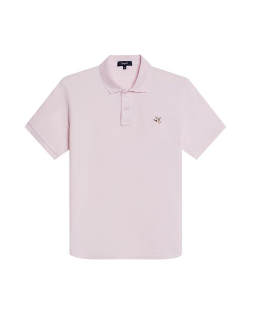 Camisa Polo de Hombre Slim Fit Manga Corta con Pato Bordado de Colores en Mezcla de Algodón