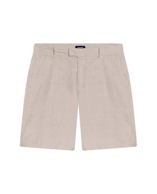 Bermuda de Hombre Relaxed Fit Silueta Recta Bolsillos de Ribete en Lino