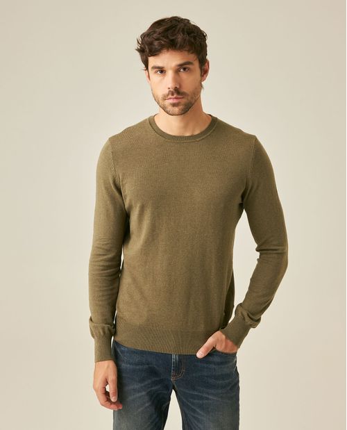 Suéter de Hombre Tejido Regular Fit Cuello Redondo Full Fashion Pato Bordado en Algodón