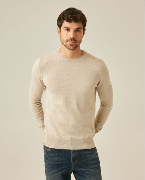 Suéter de Hombre Tejido Regular Fit Cuello Redondo Full Fashion Pato Bordado en Algodón