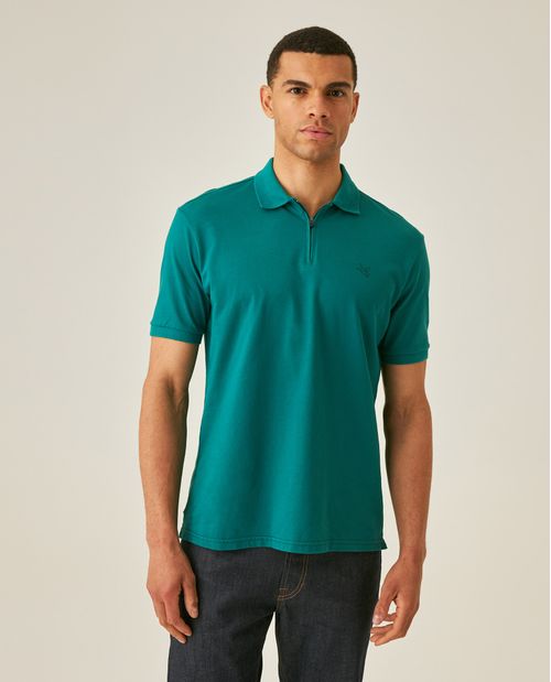 Camisa Polo de Hombre Classic Fit con Cierre y Bordado Contorno de Pato Tela Piqué en Mezcla de Algodón