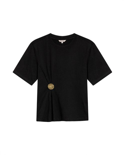 Camiseta de Mujer Semi Ajustada con Pliegues y Prendedor Removible en Algodón Madres