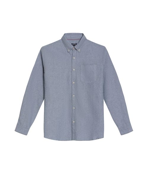 Camisa de Hombre Manga Larga Regular Fit Button Down Bolsillo Espada Tela Oxford en Algodón